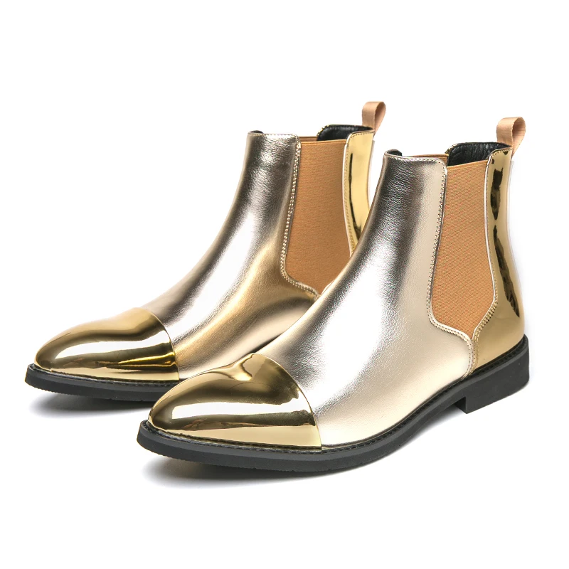 Gold Glitter Luxury Chelsea Boots Men Fashion Hip Hop Club Party Shoes Men Slip-On Golden Boots High Top Leather Dress Shoes Man
Gold Glitter Luxury Chelsea Boots Men Fashion Hip Hop Club Party Shoes Men Slip-On Golden Boots High Top Leather Dress Shoes Man