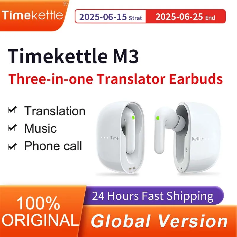 TimeKettle M3 Language Simultaneous Translator Headset Business Interpretation Earphone Travel Voice Translation Earbuds
TimeKettle M3 Language Simultaneous Translator Headset Business Interpretation Earphone Travel Voice Translation Earbuds
