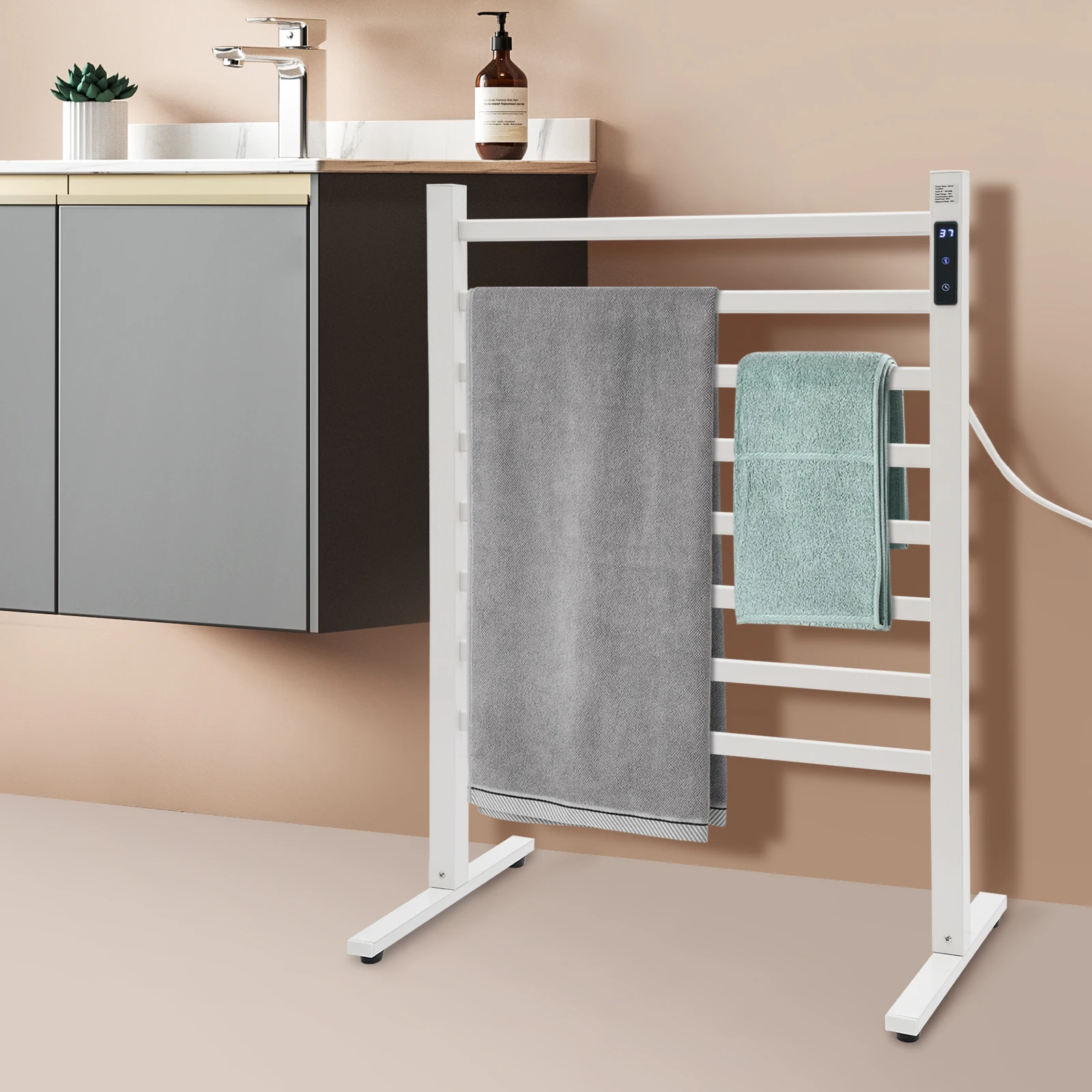 Electric Towel Warmer Rack, Towel Warmer, Bathroom Towel Racks, Rapid Heating 2-3 Minutes, Carbon Fiber Heating, Anti-Rust Aluminum Material, Digital Screen Display, Space Saving Floor Standing Design for Bathrooms
Electric Towel Warmer Rack, Towel Warmer, Bathroom Towel Racks, Rapid Heating 2-3 Minutes, Carbon Fiber Heating, Anti-Rust Aluminum Material, Digital Screen Display, Space Saving Floor Standing Design for Bathrooms