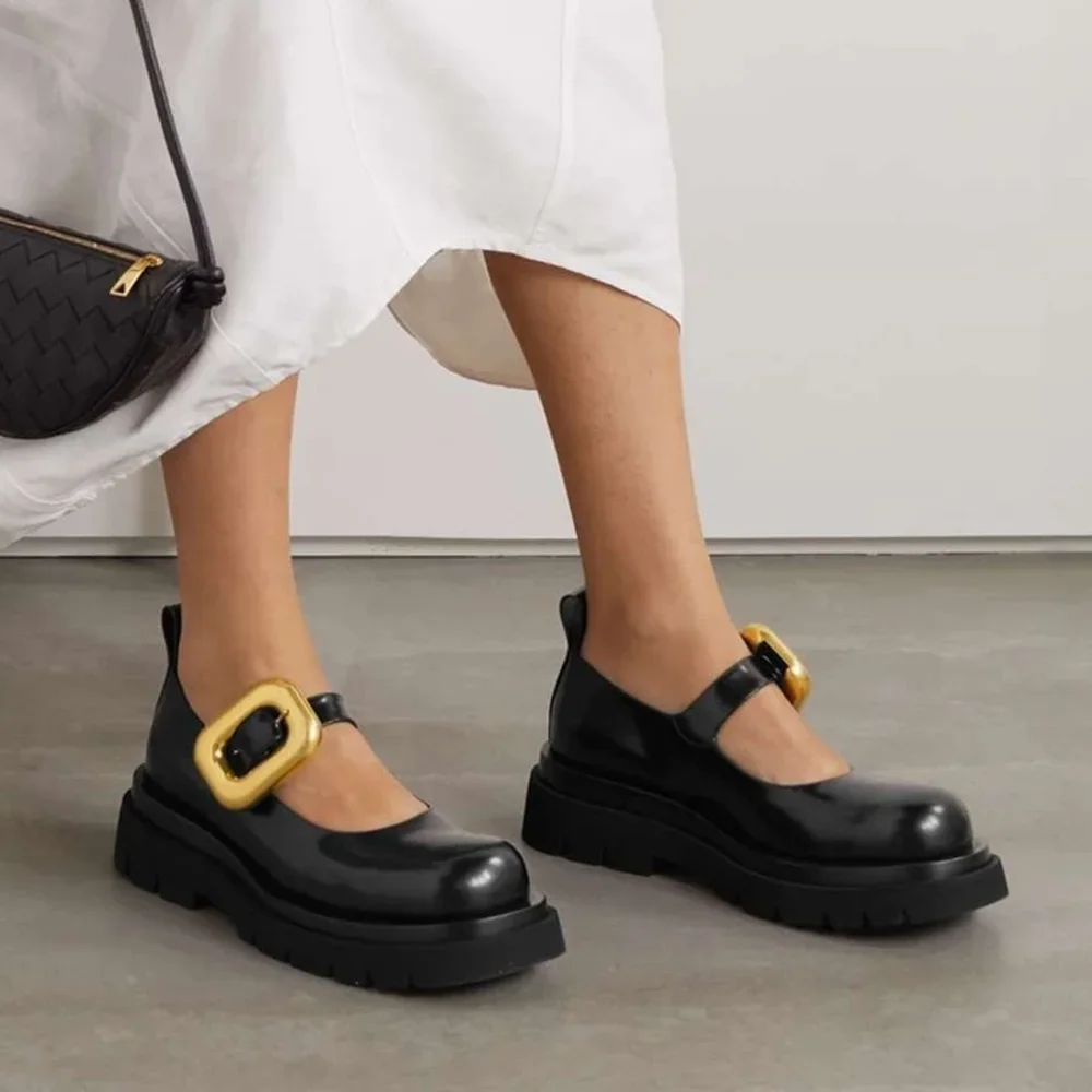 Metal Buckle Thick Heel Loafers Sexy Rouned Toe Black Leather New Arrivals Fashion Women Mary Jane Shoes
Metal Buckle Thick Heel Loafers Sexy Rouned Toe Black Leather New Arrivals Fashion Women Mary Jane Shoes