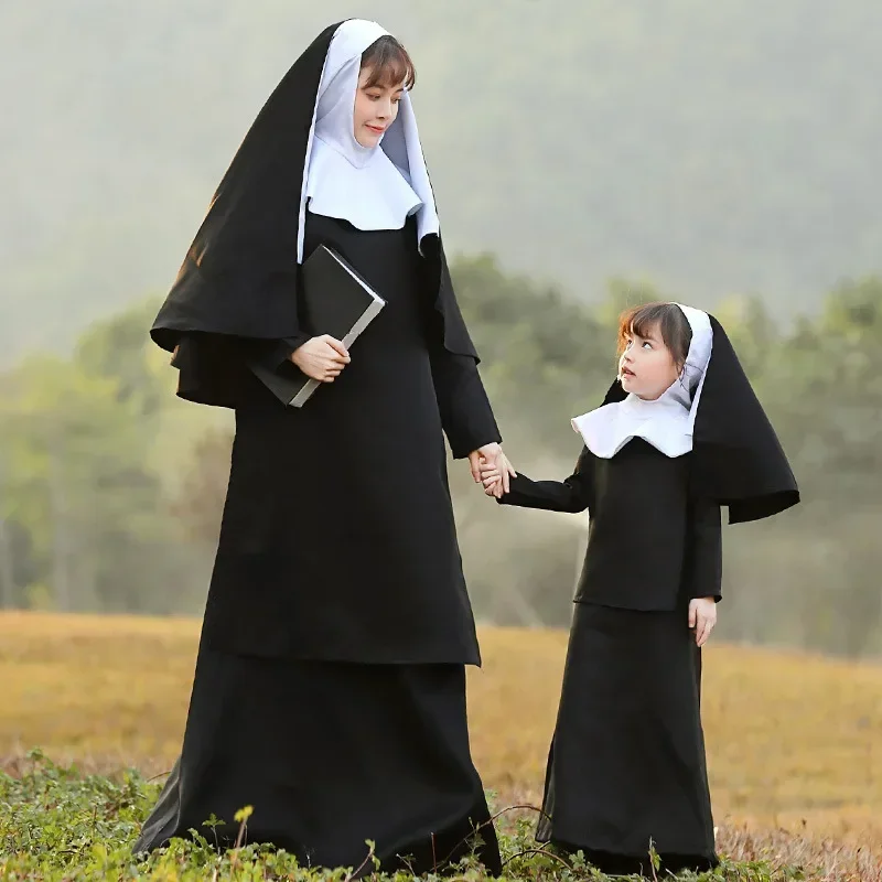 Halloween Nun Role Play Costumes Girls Adult Children Choir Stage Performance Clothes Black Nun Sister Parent-child Clothing New
Halloween Nun Role Play Costumes Girls Adult Children Choir Stage Performance Clothes Black Nun Sister Parent-child Clothing New