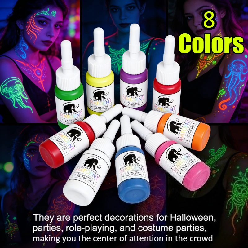 SUANGL 8Colors 5ml Fluorescent Tattoo Ink Tattoo Kit Semi Permanent Professional Beauty Paint Makeup Tattoo Supplies
SUANGL 8Colors 5ml Fluorescent Tattoo Ink Tattoo Kit Semi Permanent Professional Beauty Paint Makeup Tattoo Supplies
