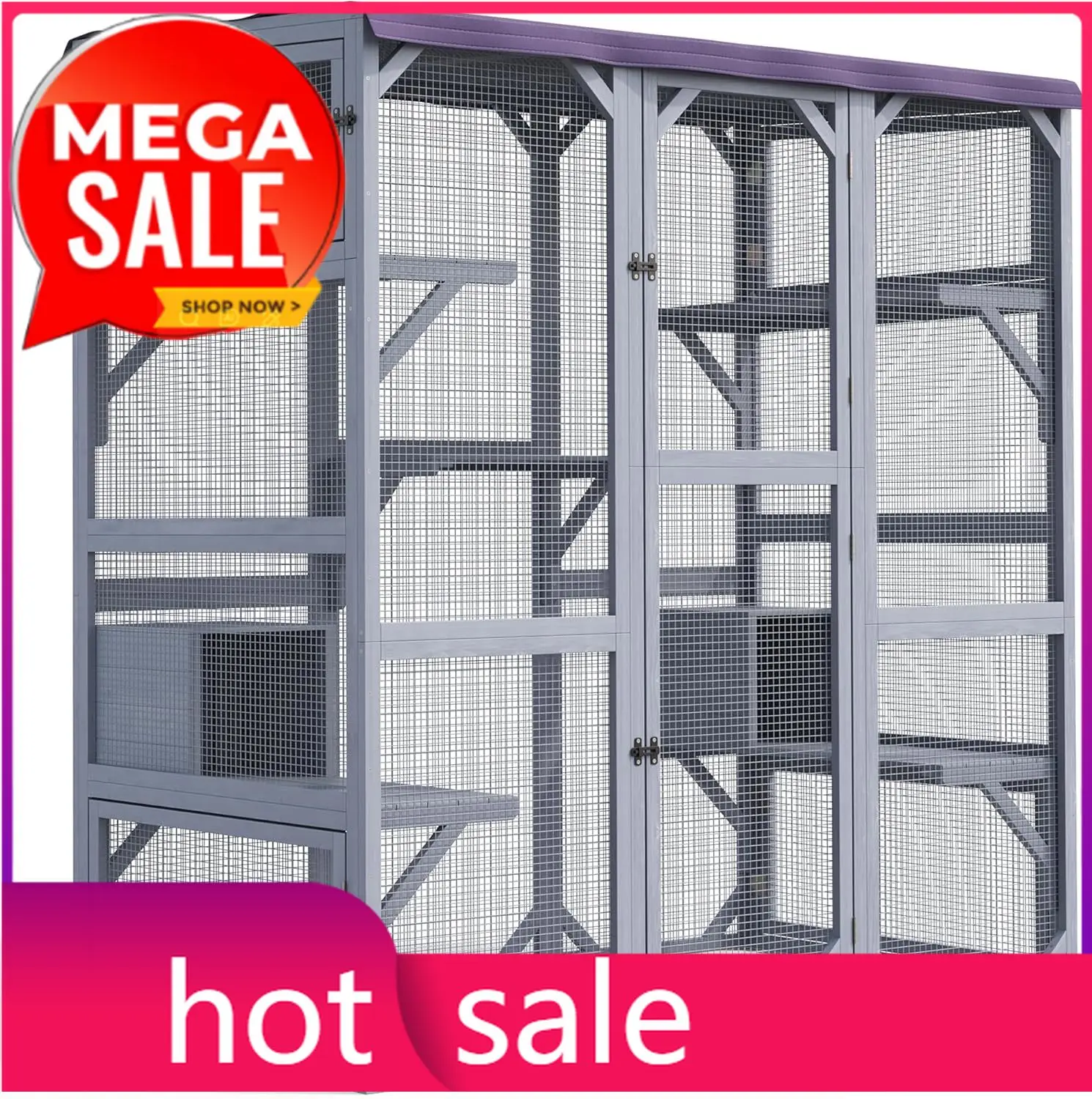 Outdoor Cat Enclosure– 70 Inch Large Walk-in Catio for Multiple Cats, Weatherproof Cat House with Tarp Roof, Kitty Playpen Cage
Outdoor Cat Enclosure– 70 Inch Large Walk-in Catio for Multiple Cats, Weatherproof Cat House with Tarp Roof, Kitty Playpen Cage