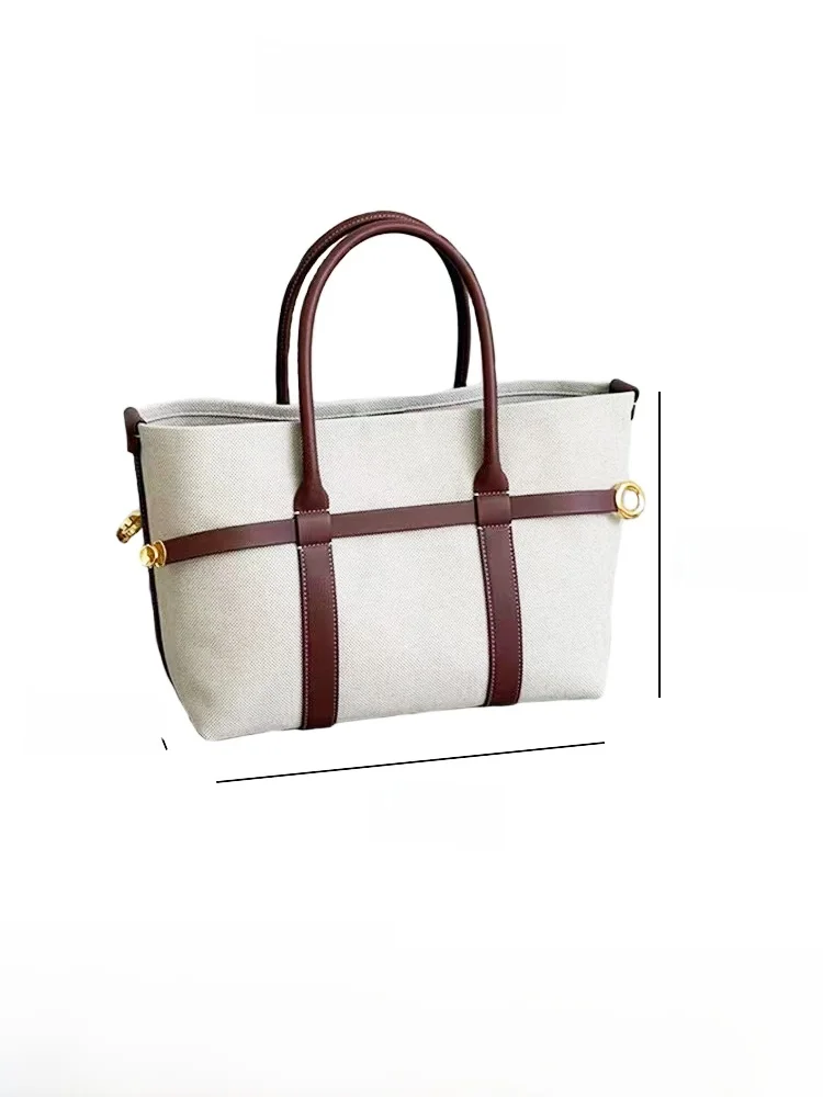 Trendy Ladies Commuter Canvas Leather Tote Bag oulder Handbag Soft Structure Pure Color Contrast Element No Water Waable
Trendy Ladies Commuter Canvas Leather Tote Bag oulder Handbag Soft Structure Pure Color Contrast Element No Water Waable