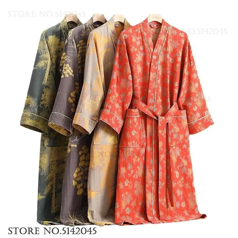 Print Flower Cotton Gauze Kimono Bathrobe Gown Female Robe Negligee Loose Home Dressing Gown Sleepwear Spring Summer Nightwear
Print Flower Cotton Gauze Kimono Bathrobe Gown Female Robe Negligee Loose Home Dressing Gown Sleepwear Spring Summer Nightwear