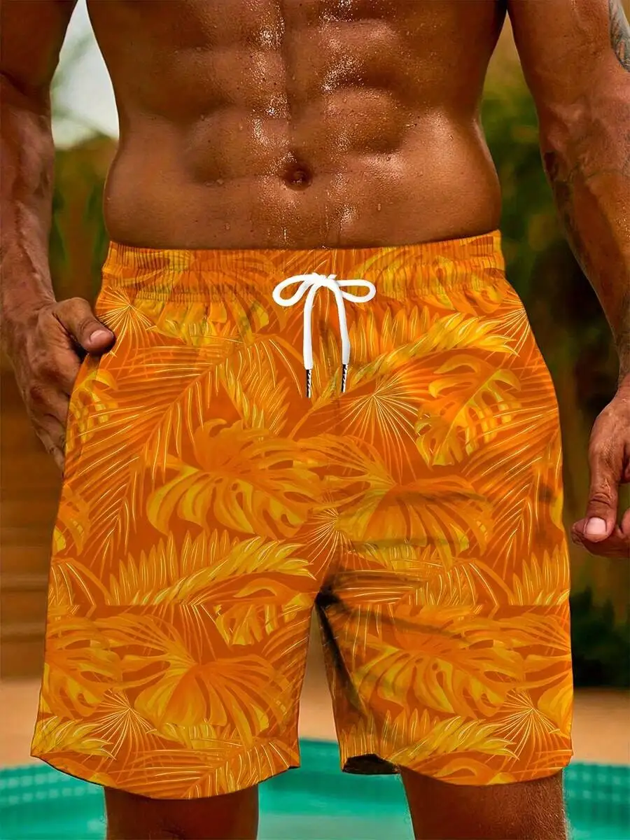 Mens Lightweight 3D Tropical Leaf Print Beach Shorts Drawstring Waist Comfortable Summer Vacation Swimwear
Mens Lightweight 3D Tropical Leaf Print Beach Shorts Drawstring Waist Comfortable Summer Vacation Swimwear
