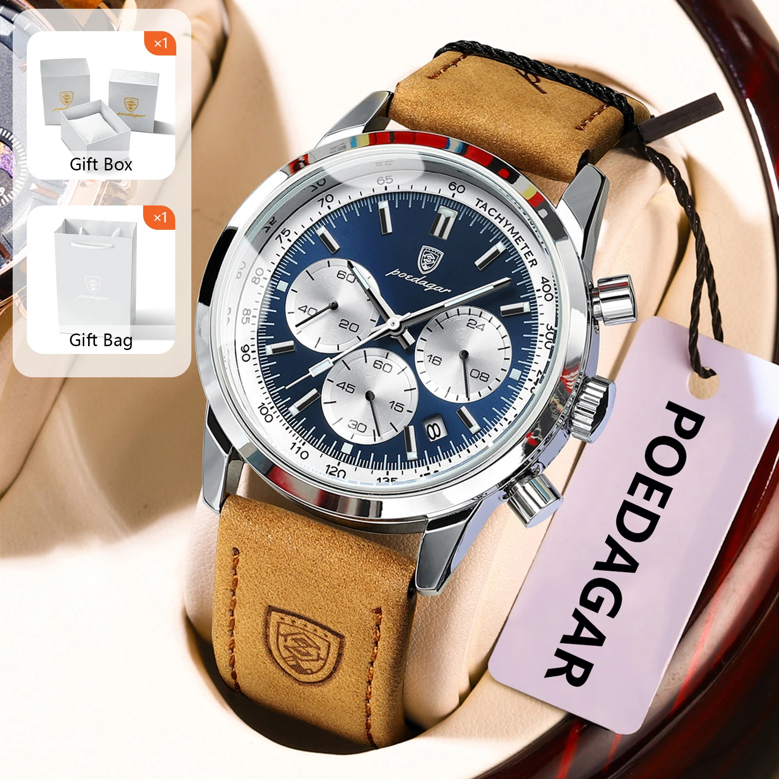 POEDAGAR Роскошные мужские кварцевые часы, кожаные водонепроницаемые светящиеся часы для мужчин, хронограф с датой, военные мужские часы с подарочной коробкой
POEDAGAR Роскошные мужские кварцевые часы, кожаные водонепроницаемые светящиеся часы для мужчин, хронограф с датой, военные мужские часы с подарочной коробкой