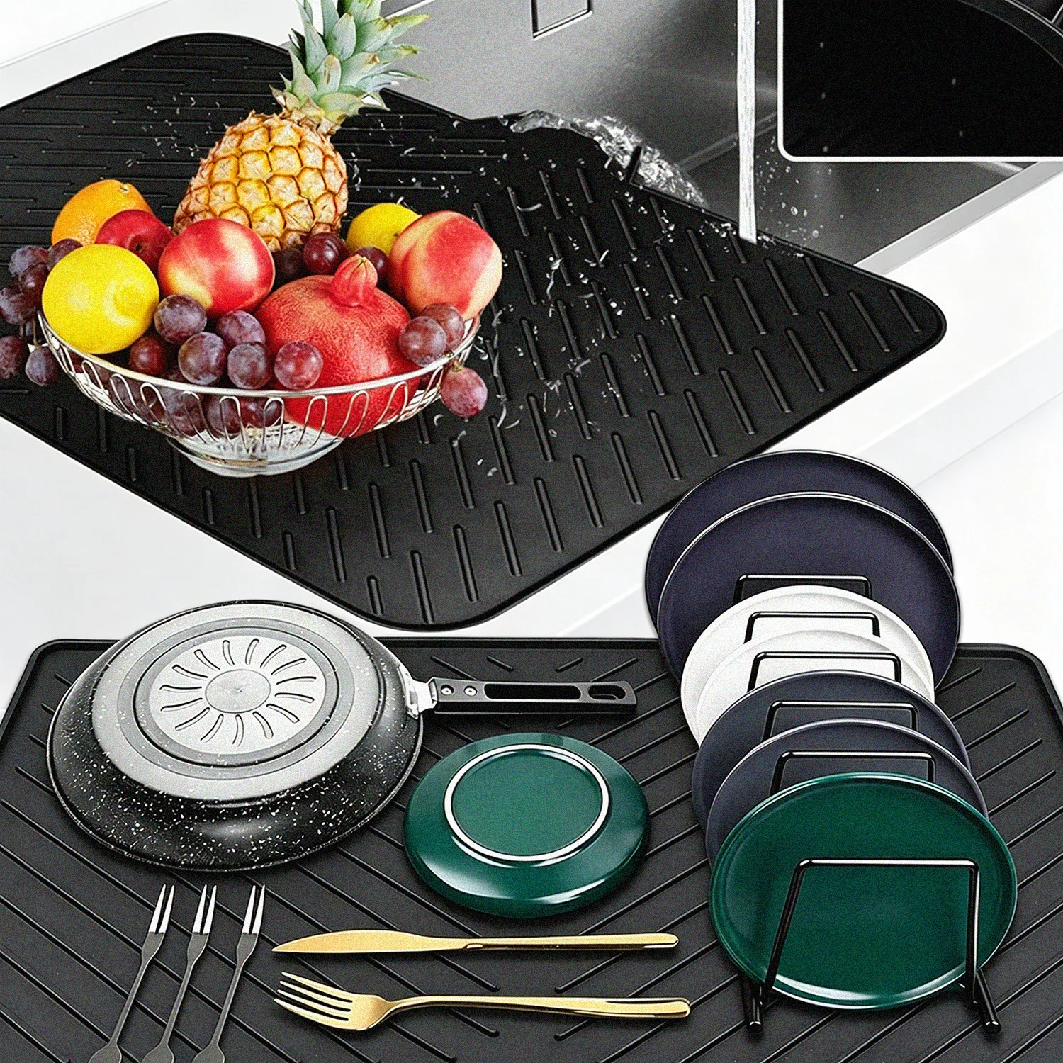 Silicone water-draining pad with super large size, powerful drainage capacity, beautiful appearance and practicality.
Silicone water-draining pad with super large size, powerful drainage capacity, beautiful appearance and practicality.