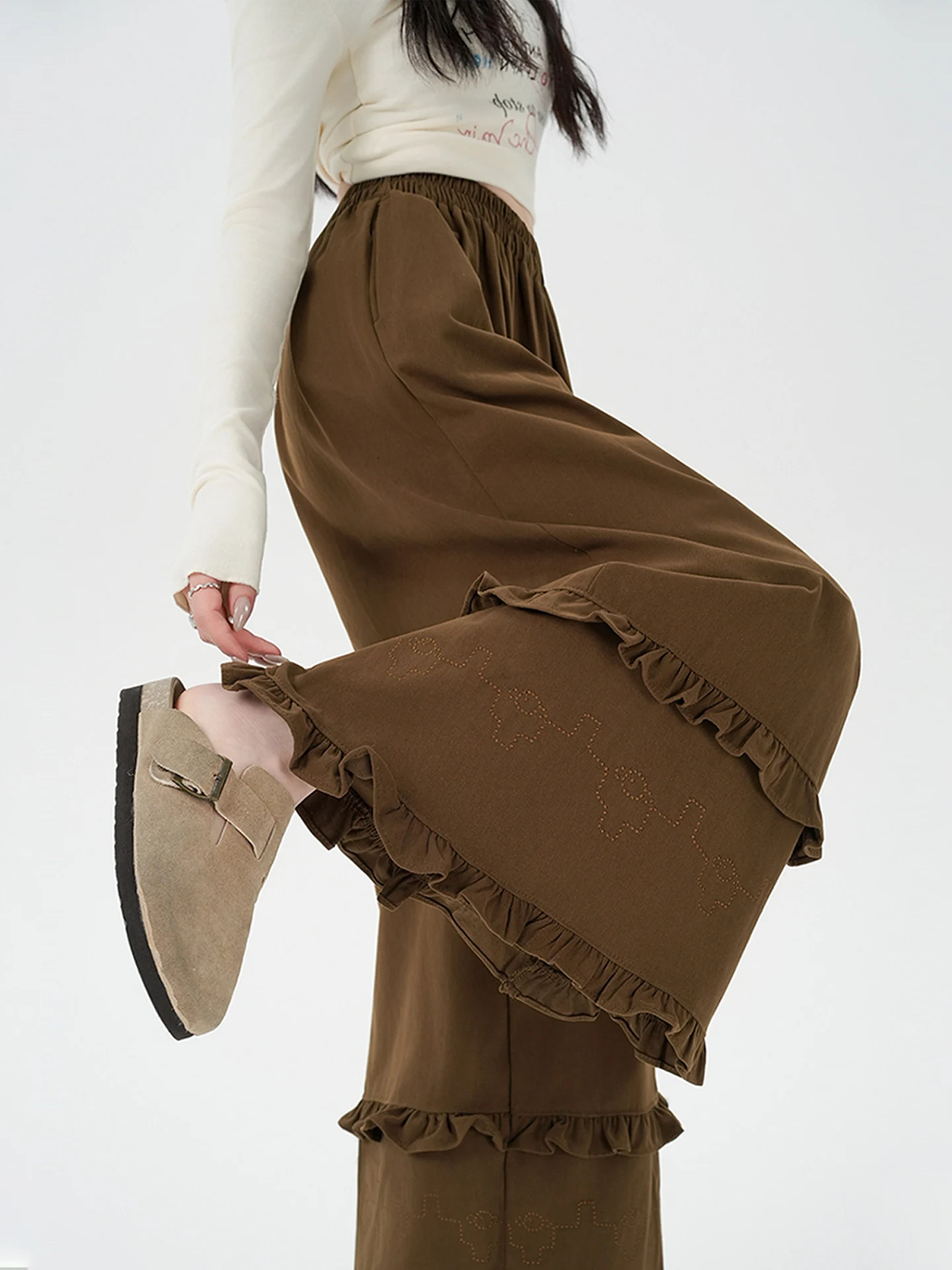 Caramel Wooden Splicing Nine Points Casual Pants Women's Spring New Sle Drapey Wide Leg Pants High Waist Cotton
Caramel Wooden Splicing Nine Points Casual Pants Women's Spring New Sle Drapey Wide Leg Pants High Waist Cotton