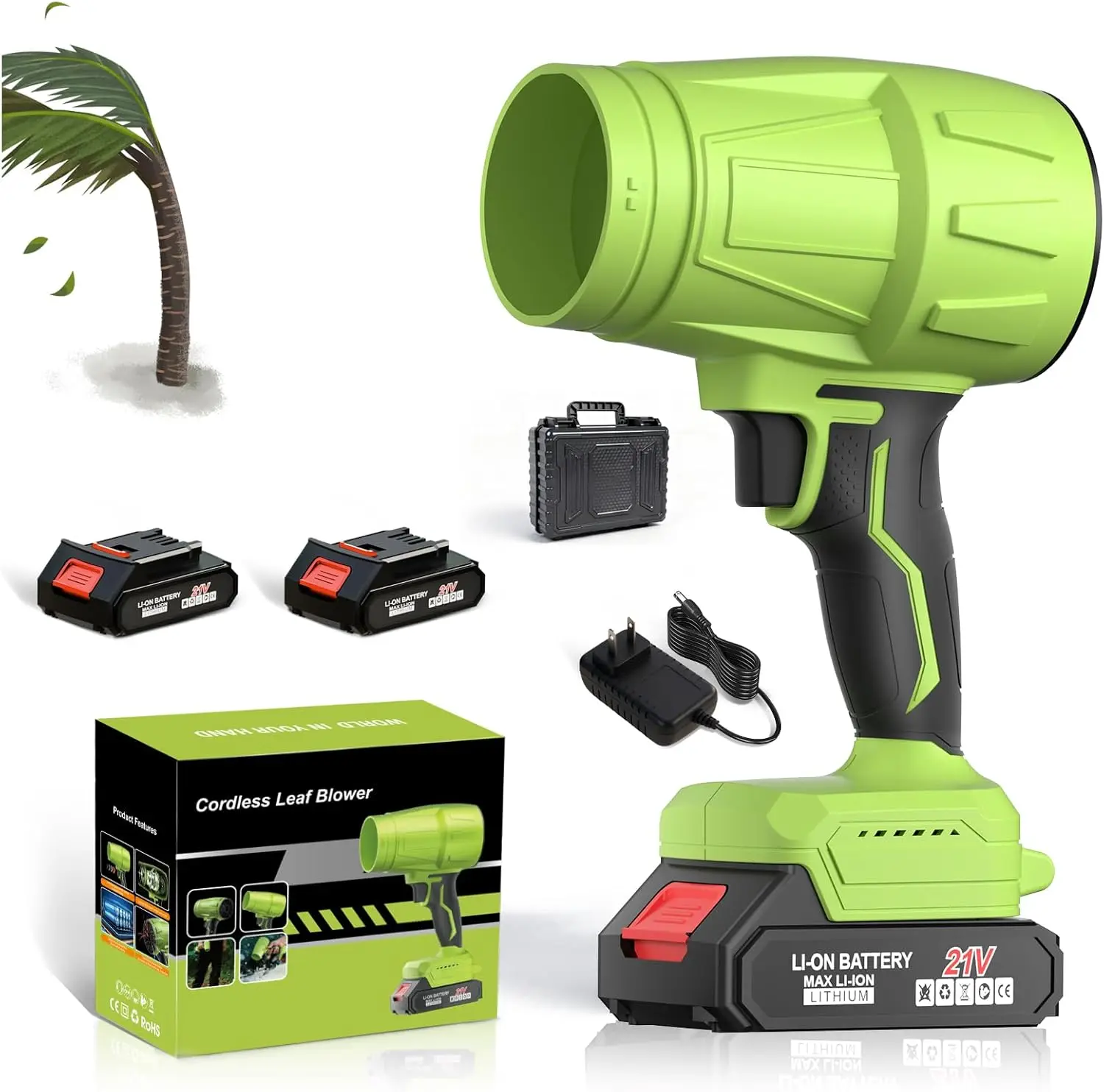 990,000 RPM 21V Cordless Leaf Blower with 2 Batteries - Handheld Electric for Patio, Car, Leaves
990,000 RPM 21V Cordless Leaf Blower with 2 Batteries - Handheld Electric for Patio, Car, Leaves