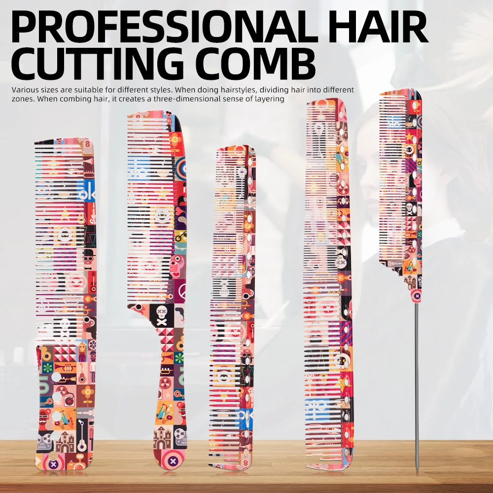 5Pcs Painted Printing Shiny Edge Hair Cutting Comb Multifunctional Hair Detangler Comb Salon Hair Care Styling Cutting Comb
5Pcs Painted Printing Shiny Edge Hair Cutting Comb Multifunctional Hair Detangler Comb Salon Hair Care Styling Cutting Comb
