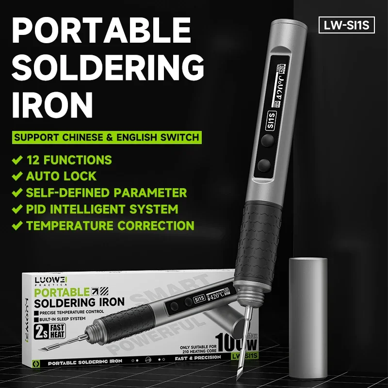 LUOWEI SI1S Soldering Iron for Mobile Phone Maintenance C210 Tips 100W Automatic Sleep IC Chip CPU Welding Pen
LUOWEI SI1S Soldering Iron for Mobile Phone Maintenance C210 Tips 100W Automatic Sleep IC Chip CPU Welding Pen