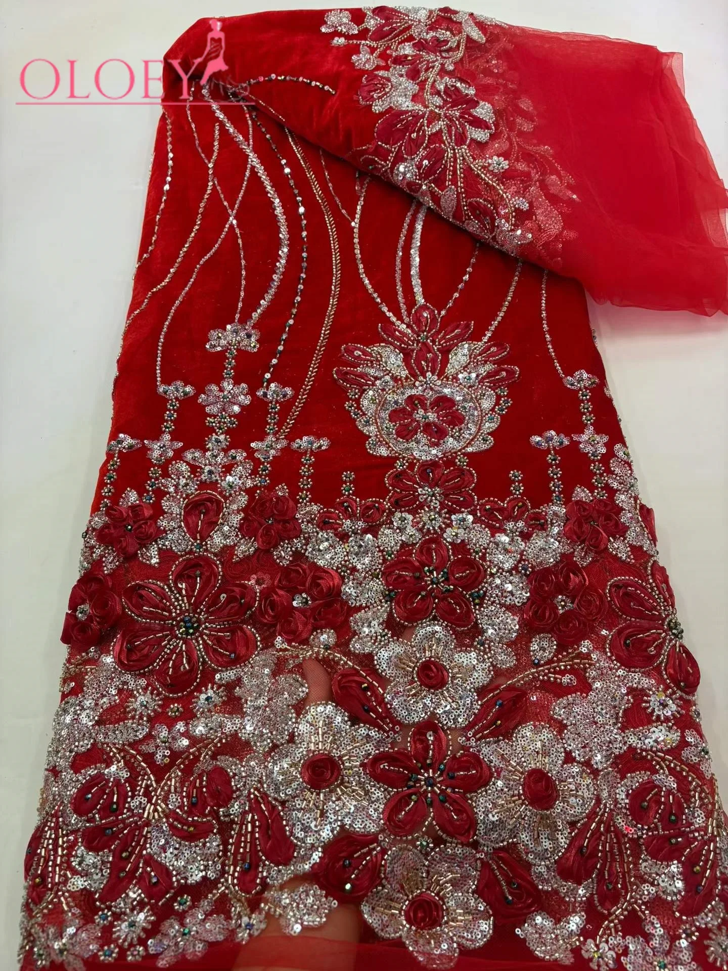 OLOEY Luxury Wedding Dress New French Velvet Sequin Lace Fabric 5 Yards Exquisite Nigerian African Hand Beaded Lace Fa
OLOEY Luxury Wedding Dress New French Velvet Sequin Lace Fabric 5 Yards Exquisite Nigerian African Hand Beaded Lace Fa