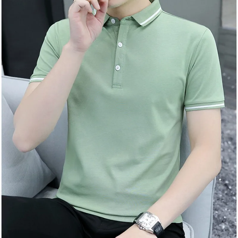 Summer Men's Solid Pullover Button Turn-down Collar Short Sleeve T-shirt Undershirt Casual Fashion Formal Preppy Style Tops
Summer Men's Solid Pullover Button Turn-down Collar Short Sleeve T-shirt Undershirt Casual Fashion Formal Preppy Style Tops