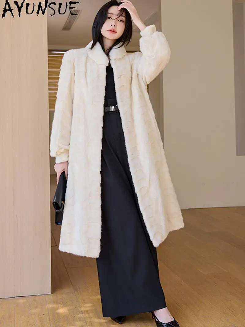 AYUNSUE Женская шуба из натурального норкового меха 2025 Новое элегантное пальто с воротником-стойкой для женской одежды Высокое качество Зимняя шуба Женская 
AYUNSUE Женская шуба из натурального норкового меха 2025 Новое элегантное пальто с воротником-стойкой для женской одежды Высокое качество Зимняя шуба Женская