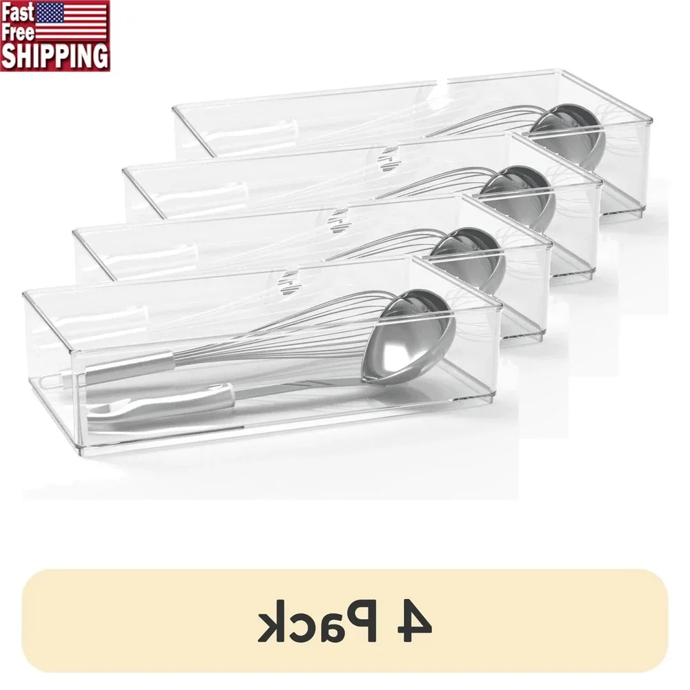 4 Pack Wide XL Drawer Organizer Clear Cabinet Insert Storage Solutions Kitchen Bathroom Pantry Decluttering Easy Visibility
4 Pack Wide XL Drawer Organizer Clear Cabinet Insert Storage Solutions Kitchen Bathroom Pantry Decluttering Easy Visibility