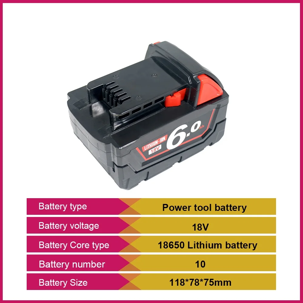 3Ah-6Ah 18V For Milwaukee 18V M18 Rechargeable lithium battery For Milwaukee M18B5 XC Lithium ION Battery 18V 12/16/18/20/22Ah
3Ah-6Ah 18V For Milwaukee 18V M18 Rechargeable lithium battery For Milwaukee M18B5 XC Lithium ION Battery 18V 12/16/18/20/22Ah