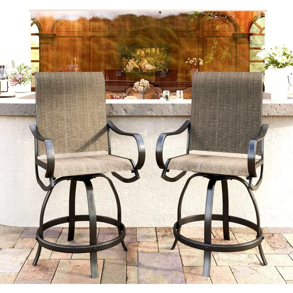 Outdoor Bar Stool, Patio Counter Height Sling Fabric Bar Chairs Set of 2, All-Weather Resistant, Brown
Outdoor Bar Stool, Patio Counter Height Sling Fabric Bar Chairs Set of 2, All-Weather Resistant, Brown