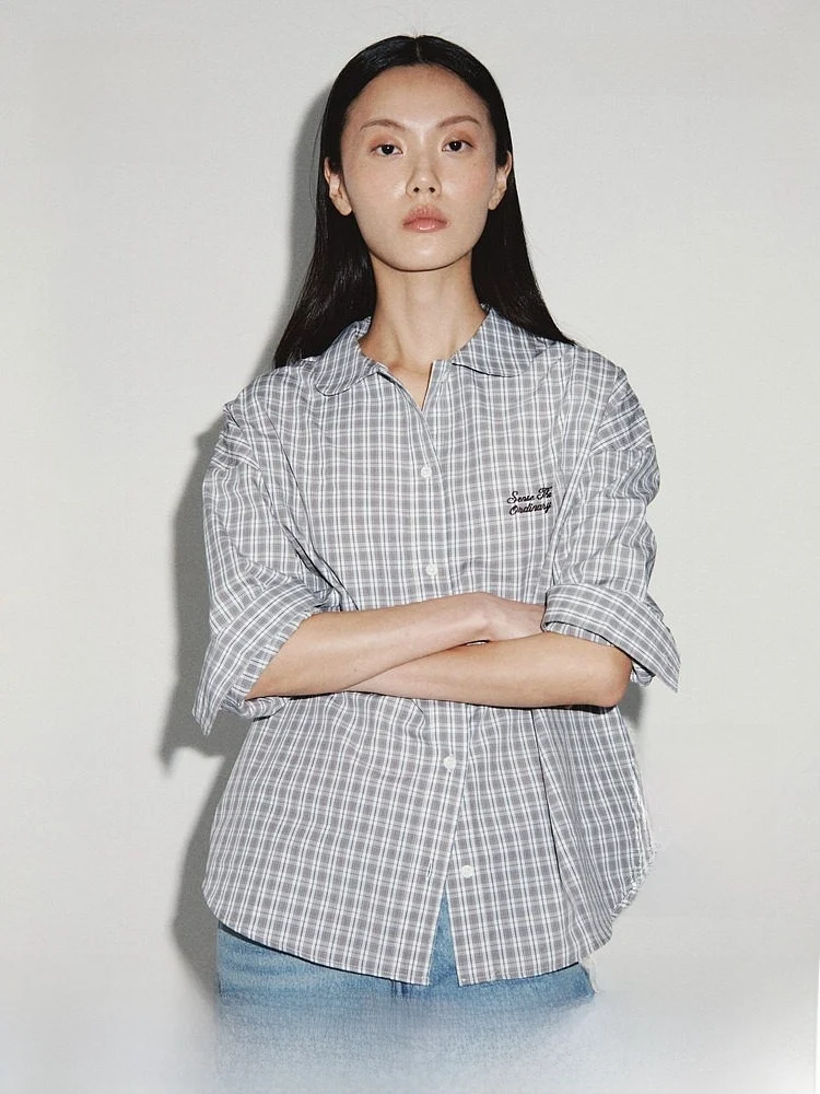 H&M Women's Cotton Poplin Shirt Autumn Winter Plaid Style Bookworm Elegant Commuting Long Sleeve round Collar Button Detail
H&M Women's Cotton Poplin Shirt Autumn Winter Plaid Style Bookworm Elegant Commuting Long Sleeve round Collar Button Detail