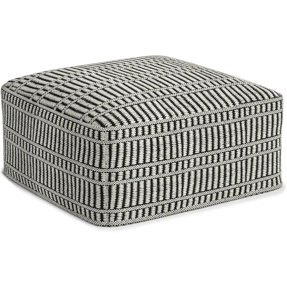 20-inch Wide Pouf in Black and White, Handwoven Outdoor/Indoor Boho-Style Ottoman for Living Room, Bedroom, Weather-Resistant
20-inch Wide Pouf in Black and White, Handwoven Outdoor/Indoor Boho-Style Ottoman for Living Room, Bedroom, Weather-Resistant