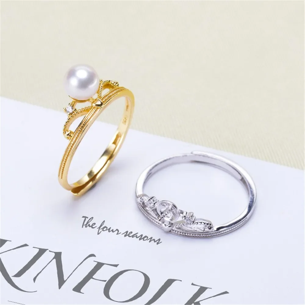 DIY Pearl Ring Accessories S925 Sterling Silver Pearl Ring Empty Holder Small Crown Ring Holder Fit 4-7mm Round Flat Beads Z041
DIY Pearl Ring Accessories S925 Sterling Silver Pearl Ring Empty Holder Small Crown Ring Holder Fit 4-7mm Round Flat Beads Z041