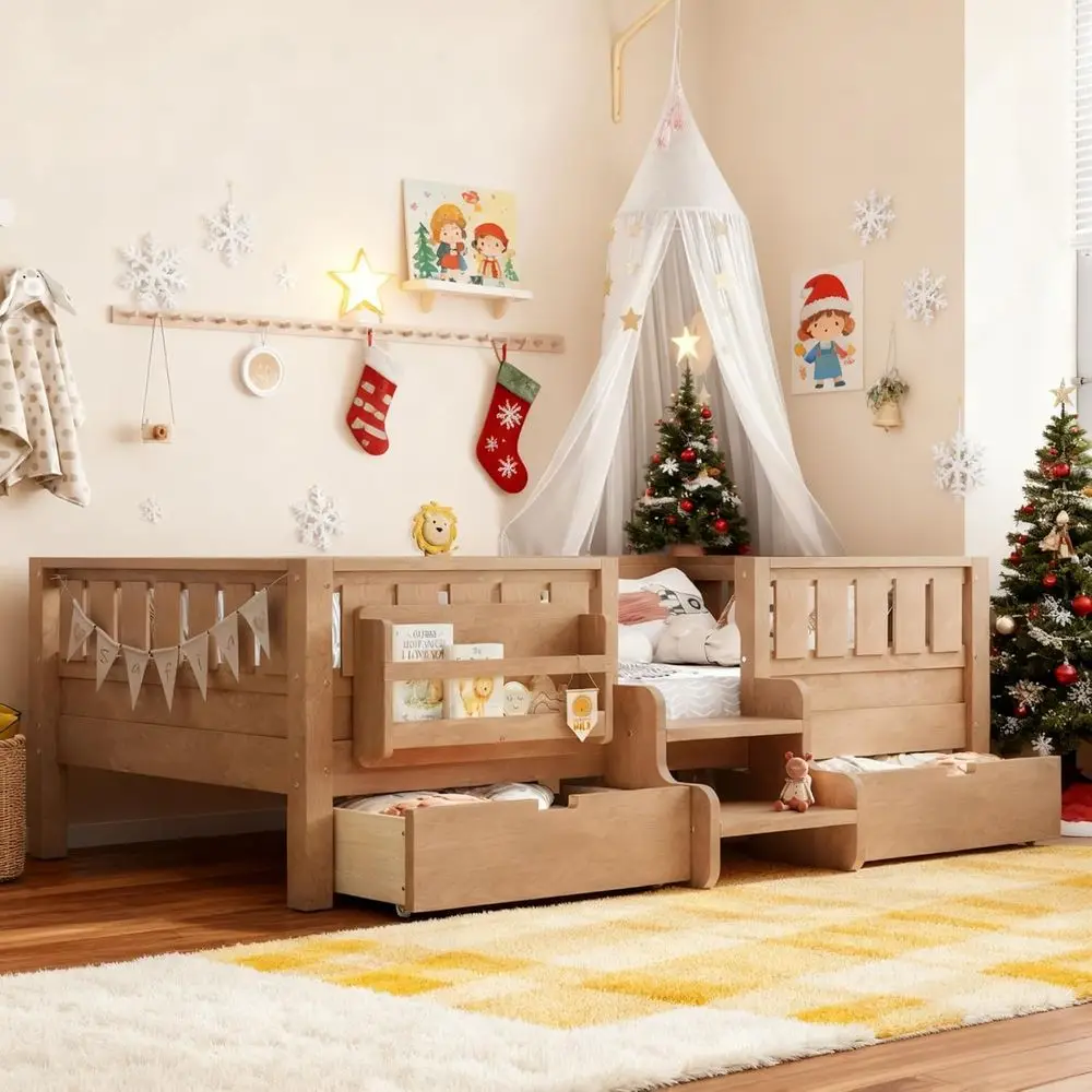 Twin Platform Bed with Storage Drawers, Bookshelves, Low-Profile Stairs, and Full-Length Guardrails for Kids - Suitable for Boys
Twin Platform Bed with Storage Drawers, Bookshelves, Low-Profile Stairs, and Full-Length Guardrails for Kids - Suitable for Boys