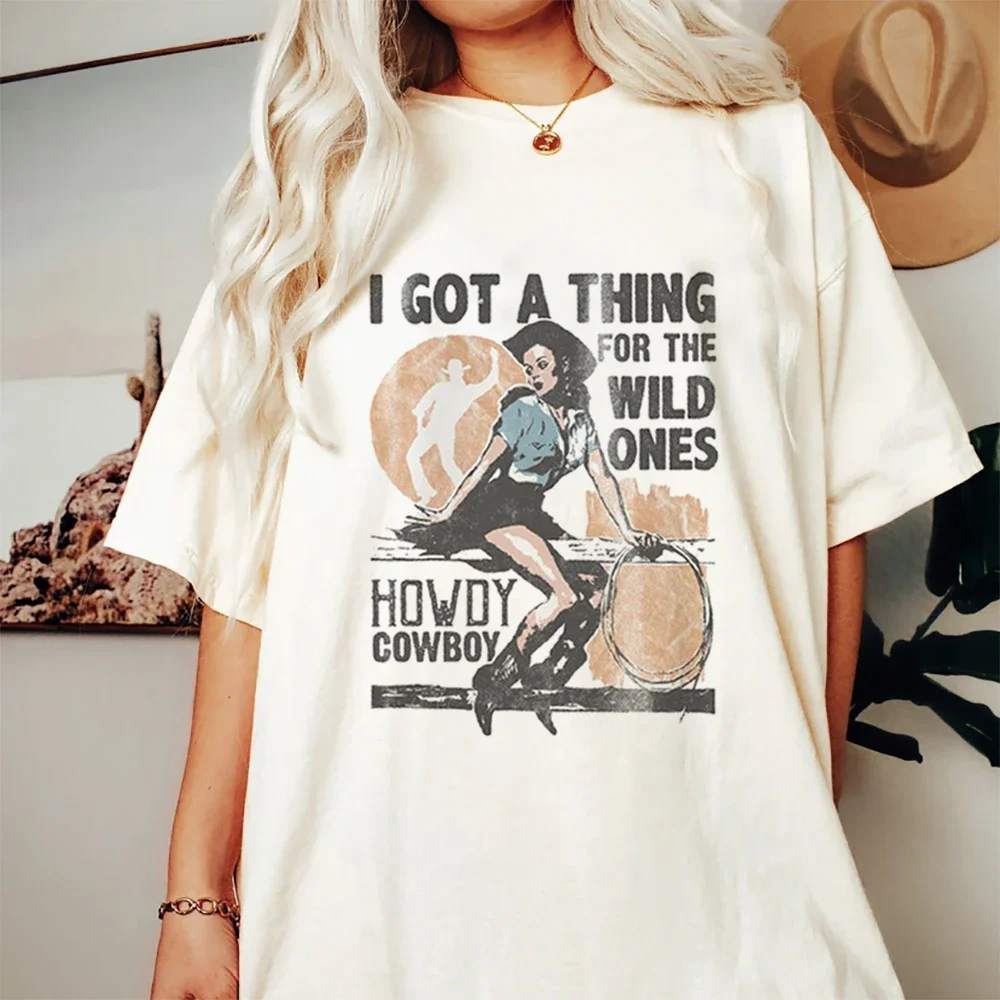 Retro Cowgirl Design Print Pattern Cute Trendy Clothing Casual Basic T-Shirt Print Summer Fashion Versatile Plus Size T-Shirt
Retro Cowgirl Design Print Pattern Cute Trendy Clothing Casual Basic T-Shirt Print Summer Fashion Versatile Plus Size T-Shirt