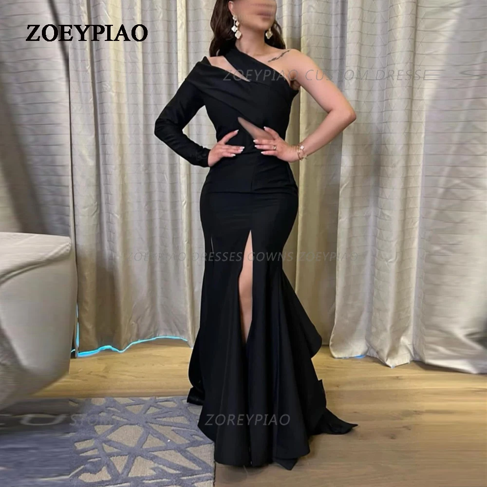 Black Mermaid Prom Dresses One Shoulder High Split Tiered Evening Dress Saudi Arabia Cocktail Party Night Gowns Plus Size
Black Mermaid Prom Dresses One Shoulder High Split Tiered Evening Dress Saudi Arabia Cocktail Party Night Gowns Plus Size
