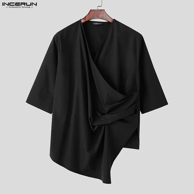 INCERUN Мужская рубашка нестандартной формы, однотонная, с рукавами 3/4, свободная мужская одежда, уличная одежда, 2026, плиссированные модные повседневные топы, Camisas S-5XL
INCERUN Мужская рубашка нестандартной формы, однотонная, с рукавами 3/4, свободная мужская одежда, уличная одежда, 2026, плиссированные модные повседневные топы, Camisas S-5XL