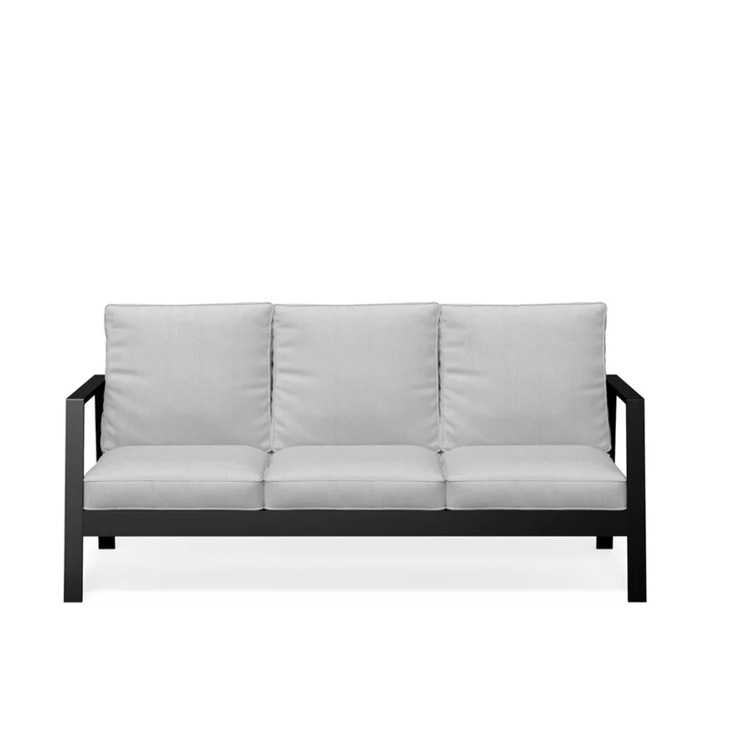 75" Aluminum 3-Seat Patio Sofa with Thick Light Gray Cushions and Black Frame
75" Aluminum 3-Seat Patio Sofa with Thick Light Gray Cushions and Black Frame