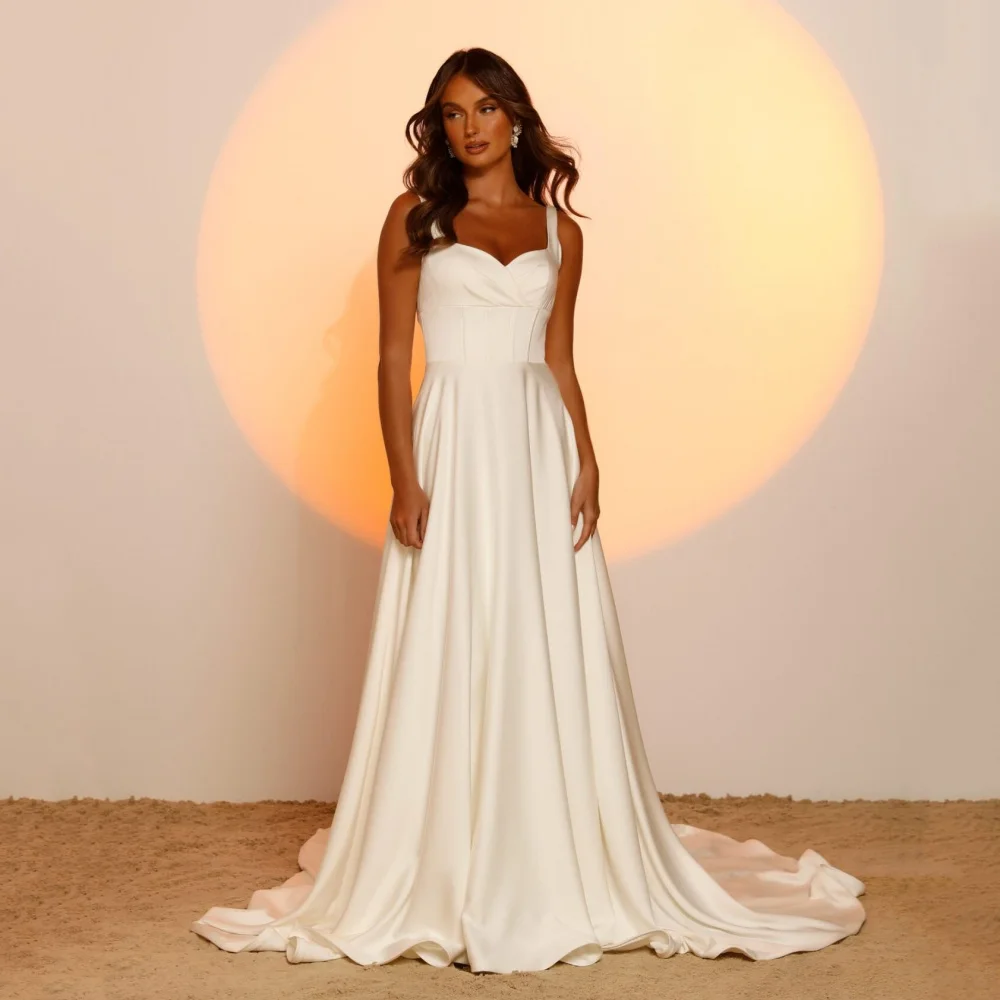 Elegant Simple Customized Wedding Dresses Tank Sweetheart Bridal Gowns A Line Bride Dress Zipper Vestido De Novia
Elegant Simple Customized Wedding Dresses Tank Sweetheart Bridal Gowns A Line Bride Dress Zipper Vestido De Novia