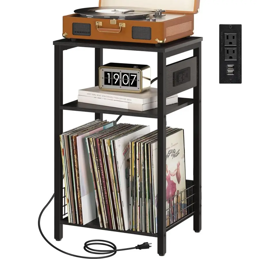 Record Player Stand, 3Tier End Table with Charging Station, Small Side Table for Living Room Bedroom, Nightstand for Vinyl Stora
Record Player Stand, 3Tier End Table with Charging Station, Small Side Table for Living Room Bedroom, Nightstand for Vinyl Stora