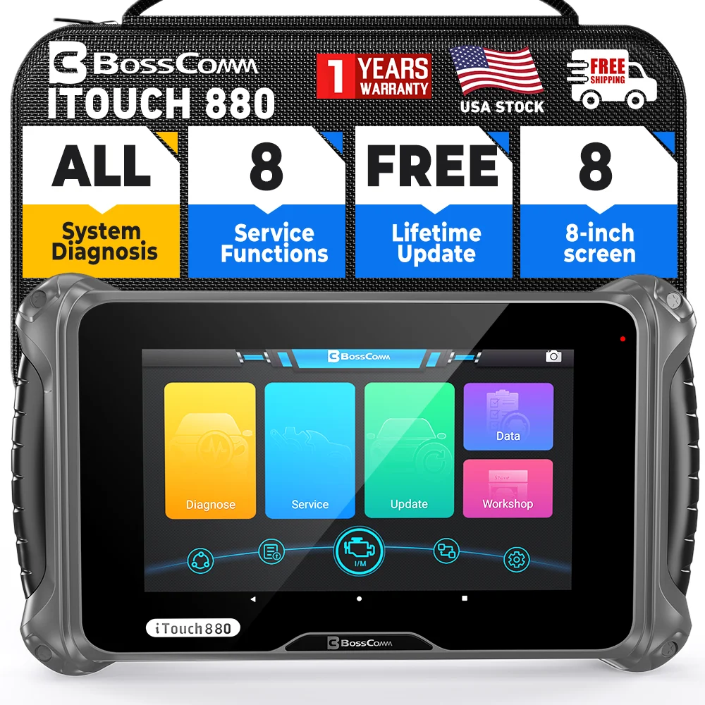 BOSSCOMM iTouch 880 OBD2 Сканер Полная система Автомобильный сканер с 8 сбросами Сервисный автомобильный OBD2 Инструменты Пожизненное бесплатное обновление 8-дюймовый
BOSSCOMM iTouch 880 OBD2 Сканер Полная система Автомобильный сканер с 8 сбросами Сервисный автомобильный OBD2 Инструменты Пожизненное бесплатное обновление 8-дюймовый