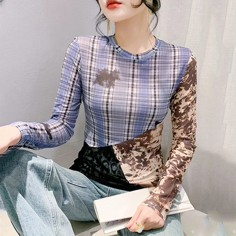 Color Block Long Sleeve T-Shirt Women's Tight Fit Mesh Base Shirt Autumn Design Sense Splice Netting Top Slimming Effect
Color Block Long Sleeve T-Shirt Women's Tight Fit Mesh Base Shirt Autumn Design Sense Splice Netting Top Slimming Effect