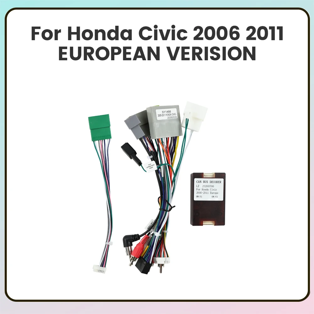 16Pin Android Car Radio Power Cable with Canbus Box For Honda Civic 2006 2011 EU Version Wiring Harness Plug Power Cable Decoder
16Pin Android Car Radio Power Cable with Canbus Box For Honda Civic 2006 2011 EU Version Wiring Harness Plug Power Cable Decoder