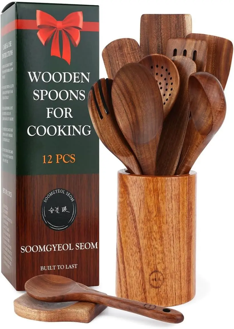 Набор посуды из тикового дерева, 12 предметов, с держателем для ложки — антипригарные, термостойкие, прочные кухонные инструменты
Набор посуды из тикового дерева, 12 предметов, с держателем для ложки — антипригарные, термостойкие, прочные кухонные инструменты