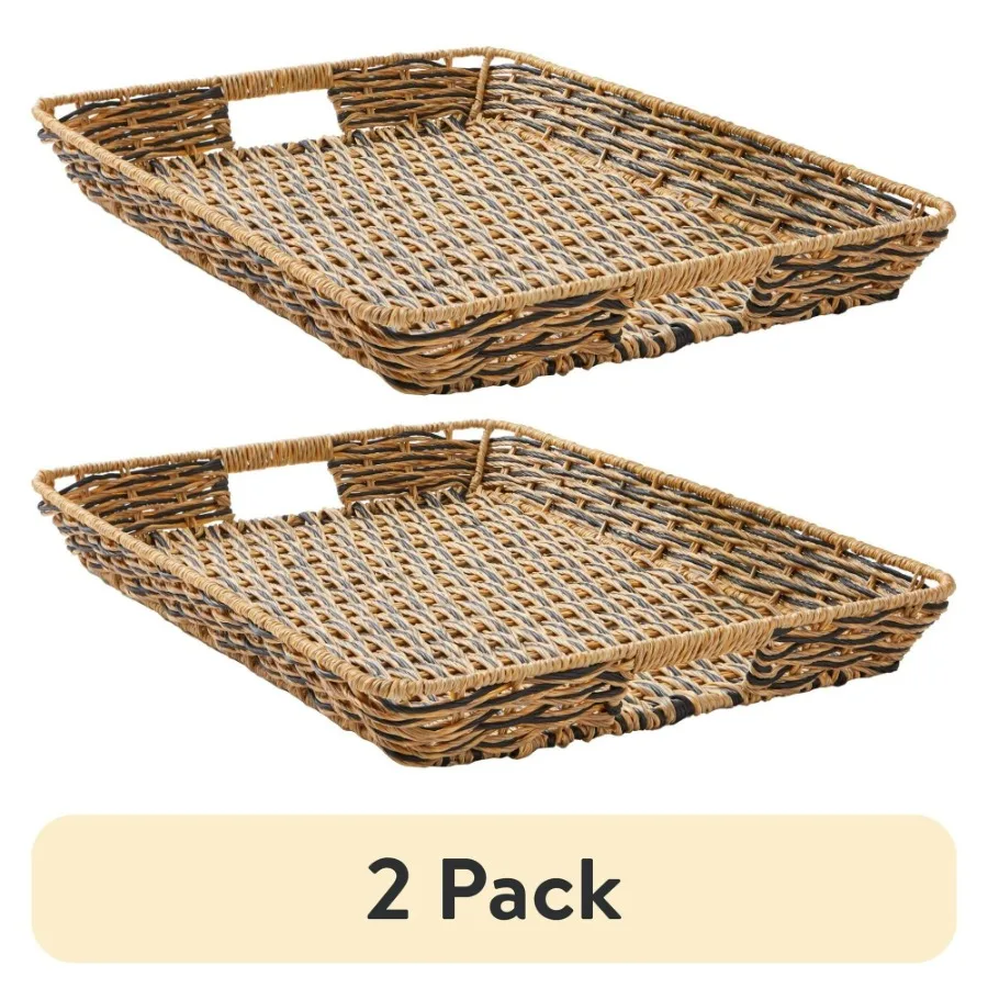 2 pack Better Homes Gardens Beige and Black Resin Rattan Rectangular Serving Tray
2 pack Better Homes Gardens Beige and Black Resin Rattan Rectangular Serving Tray