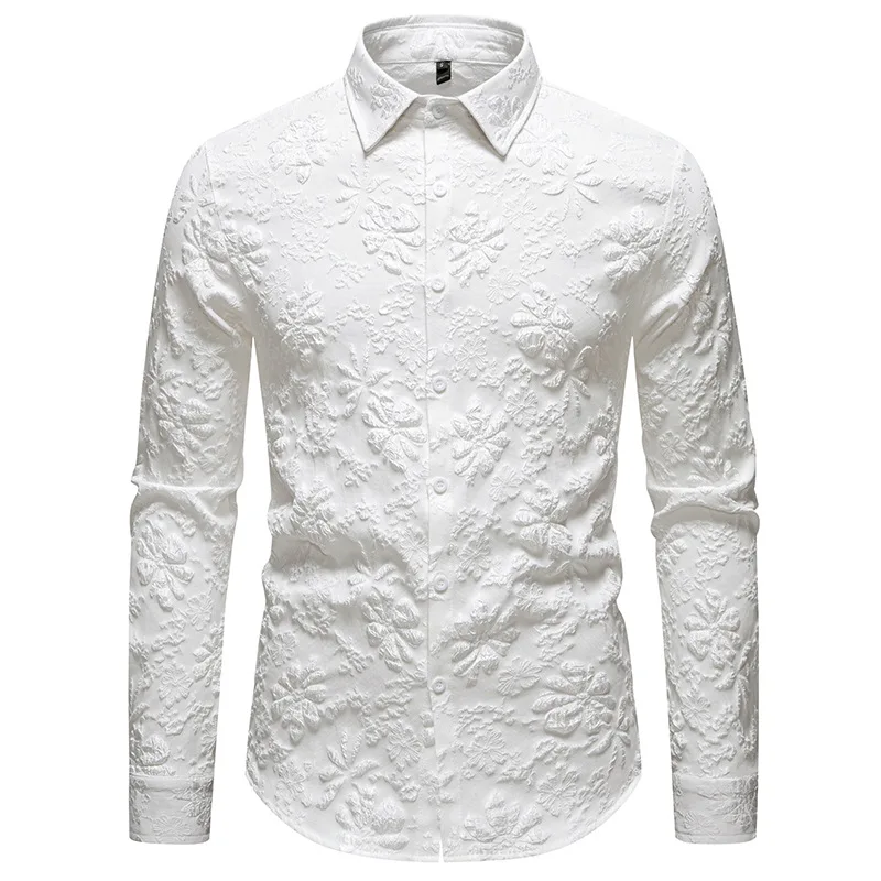 Mens White Jacquard Floral Shirt Men Long Sleeve Casual Button Down Dress Shirts Wedding Party Prom Tuxedo Shirt Male Camisas
Mens White Jacquard Floral Shirt Men Long Sleeve Casual Button Down Dress Shirts Wedding Party Prom Tuxedo Shirt Male Camisas