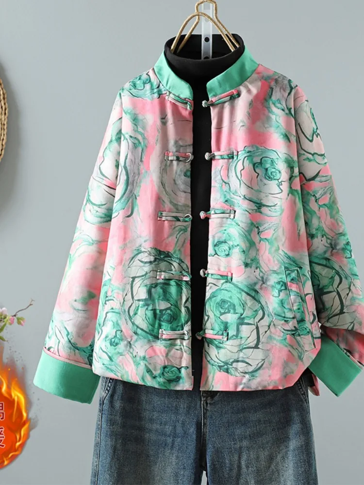New Chinese Style Thickened Silk Printed Cotton Jacket Women's Winter Outerwear Warmth Simulation Xiangyun Silk Coat
New Chinese Style Thickened Silk Printed Cotton Jacket Women's Winter Outerwear Warmth Simulation Xiangyun Silk Coat