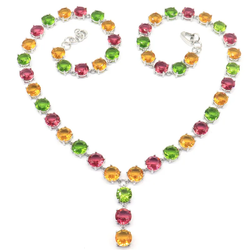 31x8mm 40.7g Multi Color Citrine Green Tsavorite Garnet London Blue Topaz Aquamarine Woman's Silver Necklace 17.0-18.0inch
31x8mm 40.7g Multi Color Citrine Green Tsavorite Garnet London Blue Topaz Aquamarine Woman's Silver Necklace 17.0-18.0inch