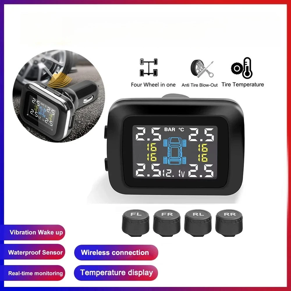 Universal Cigarette Lighter TPMS Car Tire Pressure Alarm Monitor System USB 4 Sensors Display Tyre Pressure Temperature Alarm
Universal Cigarette Lighter TPMS Car Tire Pressure Alarm Monitor System USB 4 Sensors Display Tyre Pressure Temperature Alarm