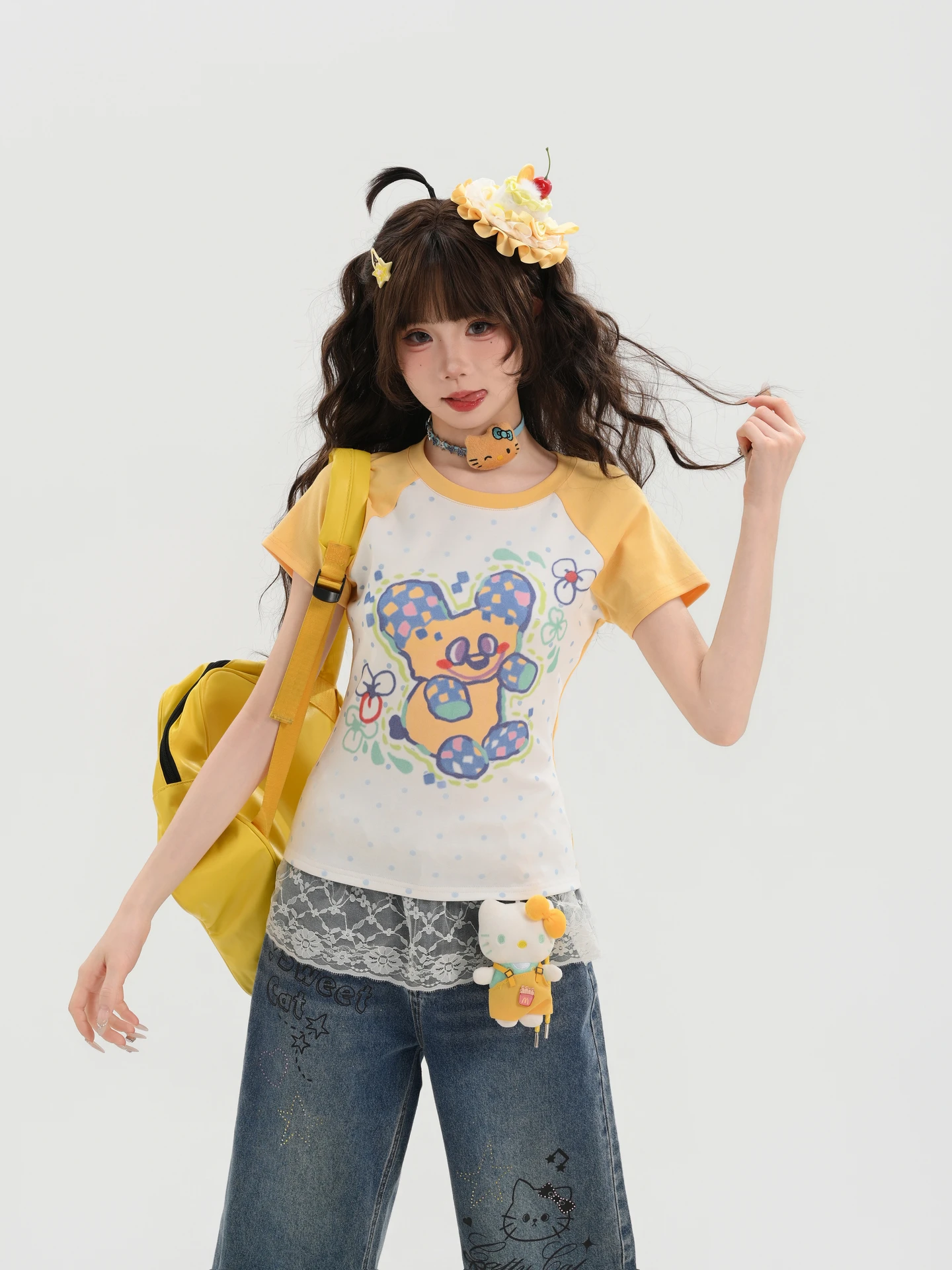 Sweet Style Short Sleeve T-Shirt Women's New 2026 Contrast Color Cartoon Print Top Summer Breathable Comfortable High Waist
Sweet Style Short Sleeve T-Shirt Women's New 2026 Contrast Color Cartoon Print Top Summer Breathable Comfortable High Waist