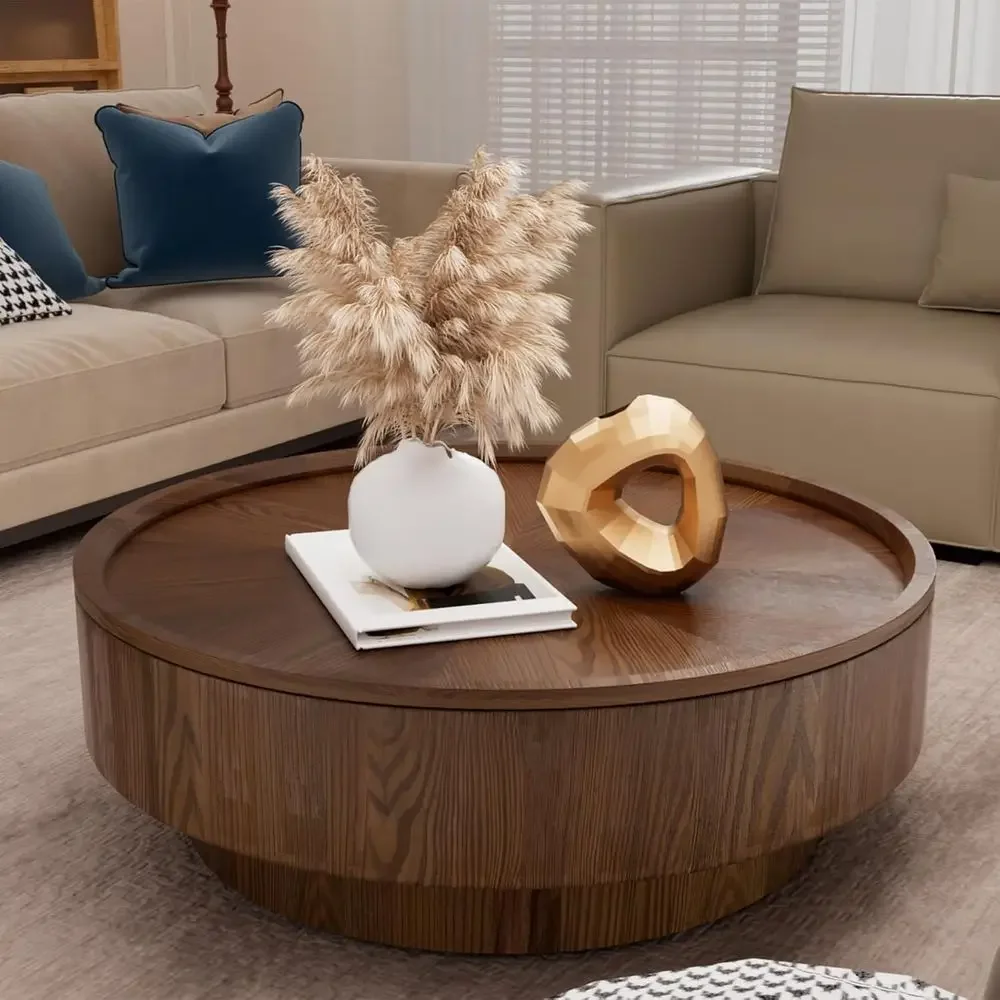 Round Storage Coffee Table, Wooden Center Table with Veneer, Accent Table for Living Room, Suitable for Small Spaces (Wood, 30.7
Round Storage Coffee Table, Wooden Center Table with Veneer, Accent Table for Living Room, Suitable for Small Spaces (Wood, 30.7