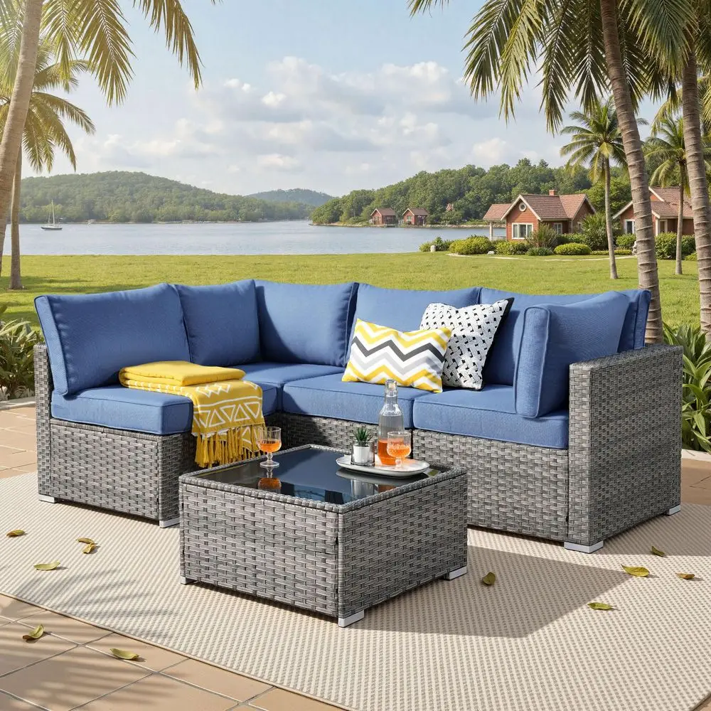 Outdoor 5 Piece Coversation Set with Coffee Table,Sectional Patio Furniture Set with AllWeather Wicker Sofa,Modern Outside Couc
Outdoor 5 Piece Coversation Set with Coffee Table,Sectional Patio Furniture Set with AllWeather Wicker Sofa,Modern Outside Couc