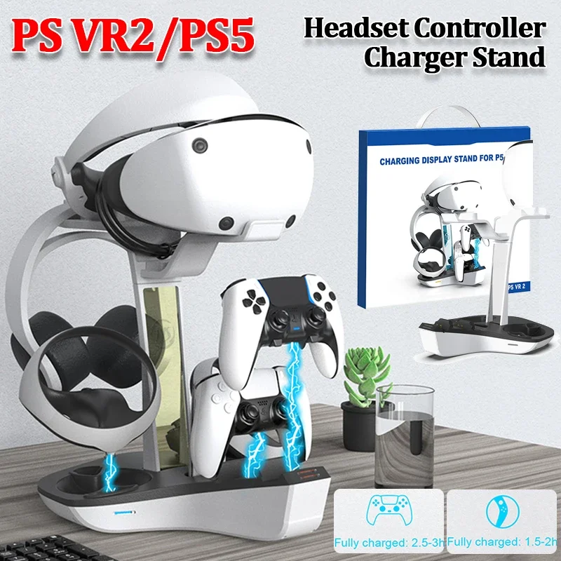 Зарядная док-станция для PS5 и PS VR2: подставка для контроллеров, зарядное устройство, светодиодный индикатор, место для хранения шлемов и наушников
Зарядная док-станция для PS5 и PS VR2: подставка для контроллеров, зарядное устройство, светодиодный индикатор, место для хранения шлемов и наушников