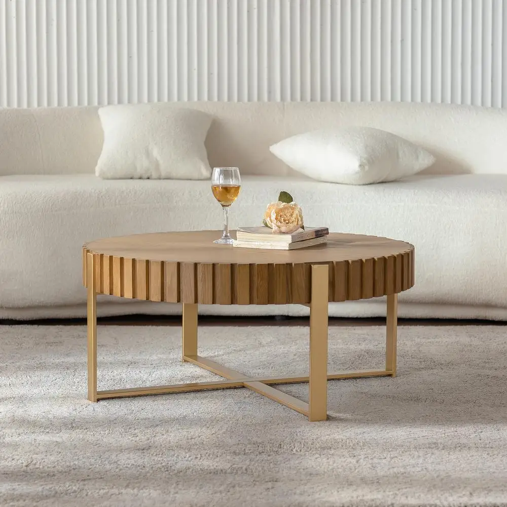 Handcrafted Olive Wood Coffee Table Round Two-Ply Pedestal Tea Table Modern Metal Legs for Living Room
Handcrafted Olive Wood Coffee Table Round Two-Ply Pedestal Tea Table Modern Metal Legs for Living Room