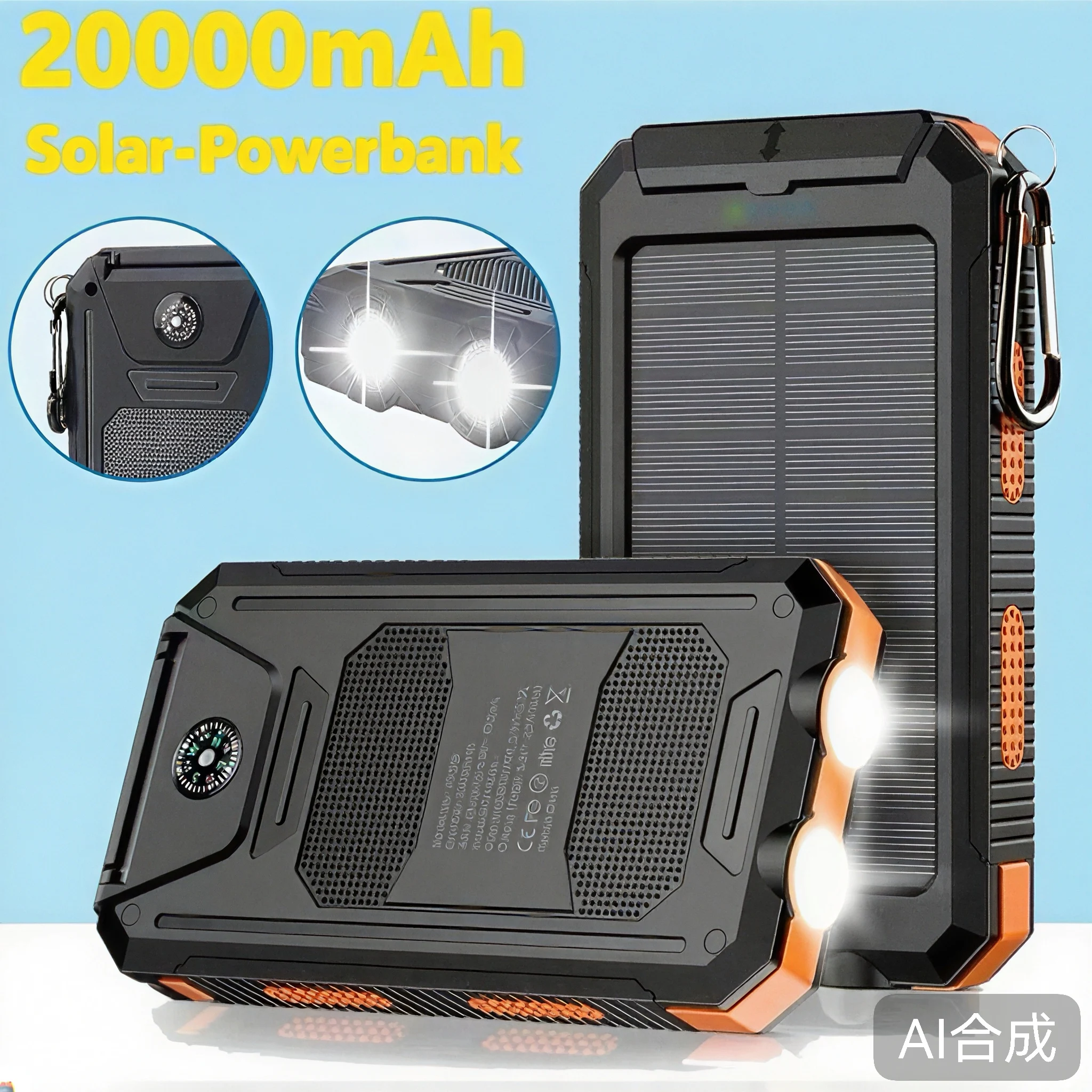 Fast Charging Portable Charger 20000mAh Solar Power Bank Mobile Phone External Battery USB SOS Flashlight Outdoor Power Bank
Fast Charging Portable Charger 20000mAh Solar Power Bank Mobile Phone External Battery USB SOS Flashlight Outdoor Power Bank