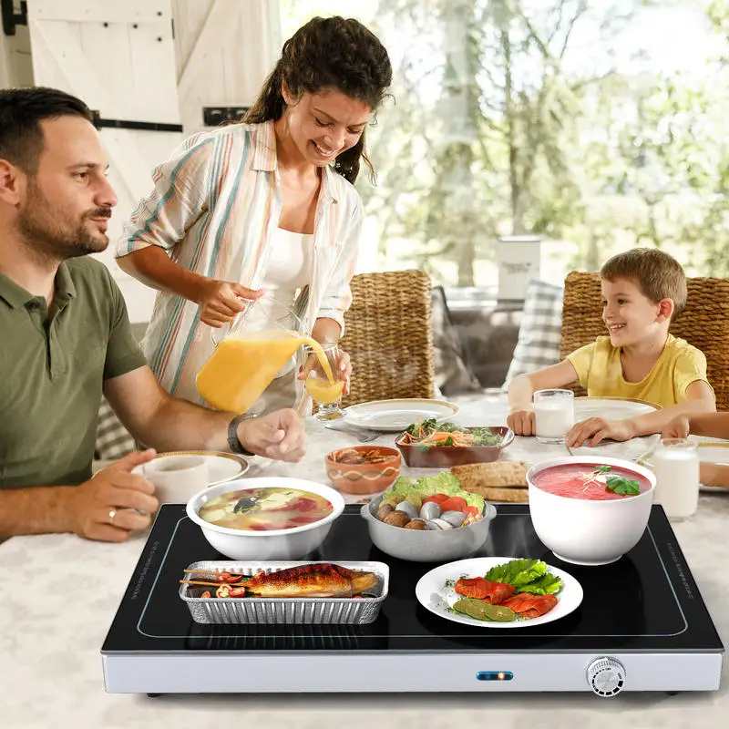 Electric Warming Tray with Adjustable Temperature and Built-In Handles Tempered Glass
Electric Warming Tray with Adjustable Temperature and Built-In Handles Tempered Glass