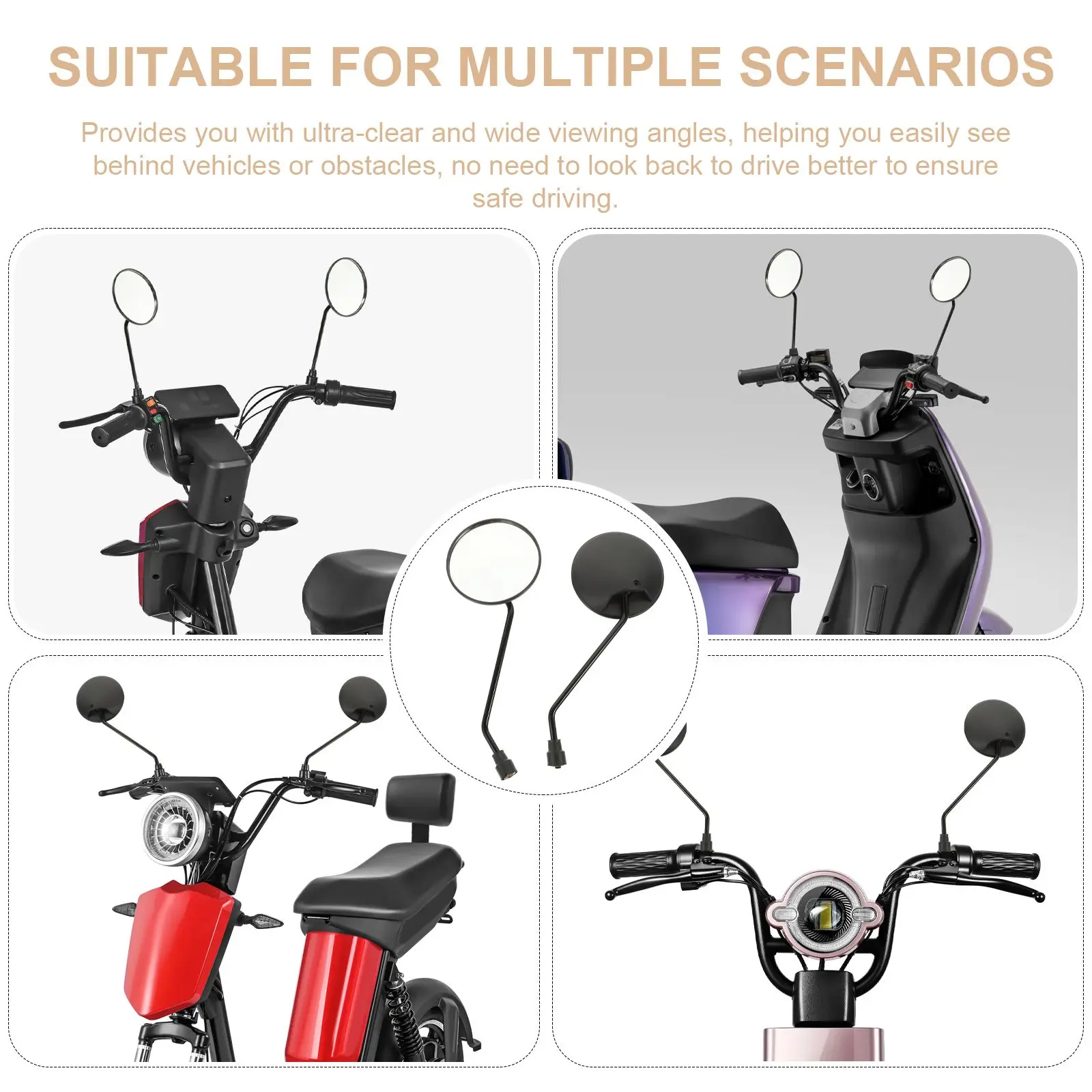 2 Pcs Mirror Electric Scooter Mirrors Rear View Handlebar Accessories Motorcycle Parts Clear Wide Rear View Mirrior Replacement
2 Pcs Mirror Electric Scooter Mirrors Rear View Handlebar Accessories Motorcycle Parts Clear Wide Rear View Mirrior Replacement