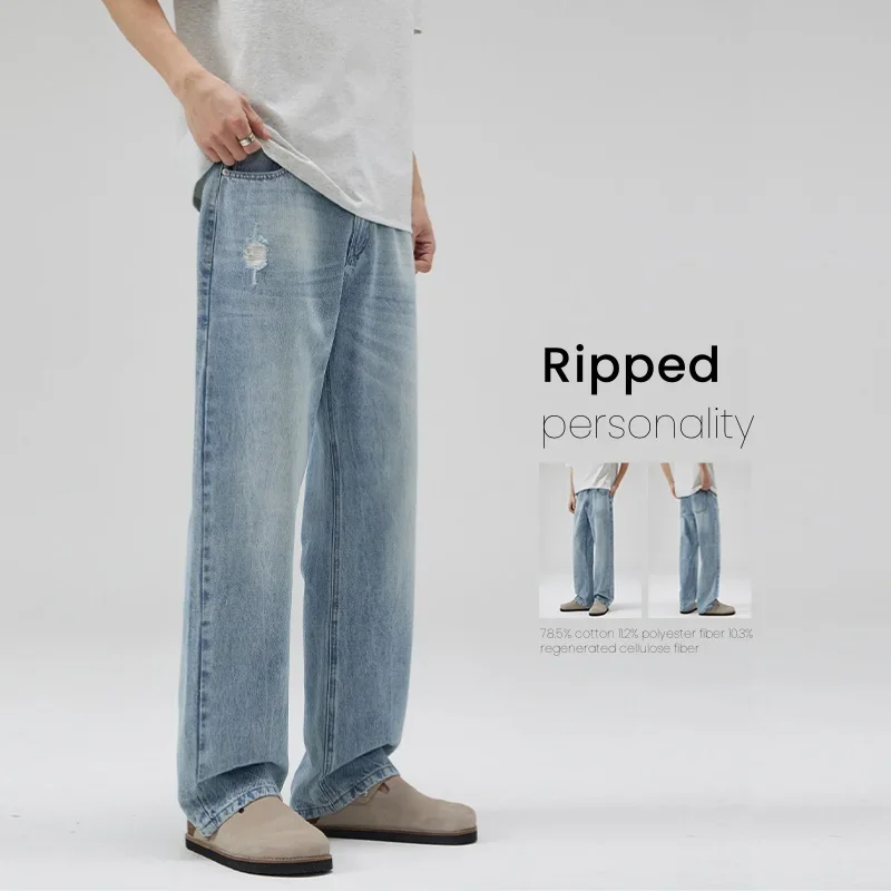 Autumn Fashion Men's Ripped Jeans Vintage Personalized Straight Loose Hole Pants Korean Male Denim Pants Streetwear
Autumn Fashion Men's Ripped Jeans Vintage Personalized Straight Loose Hole Pants Korean Male Denim Pants Streetwear